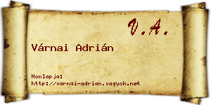 Várnai Adrián névjegykártya